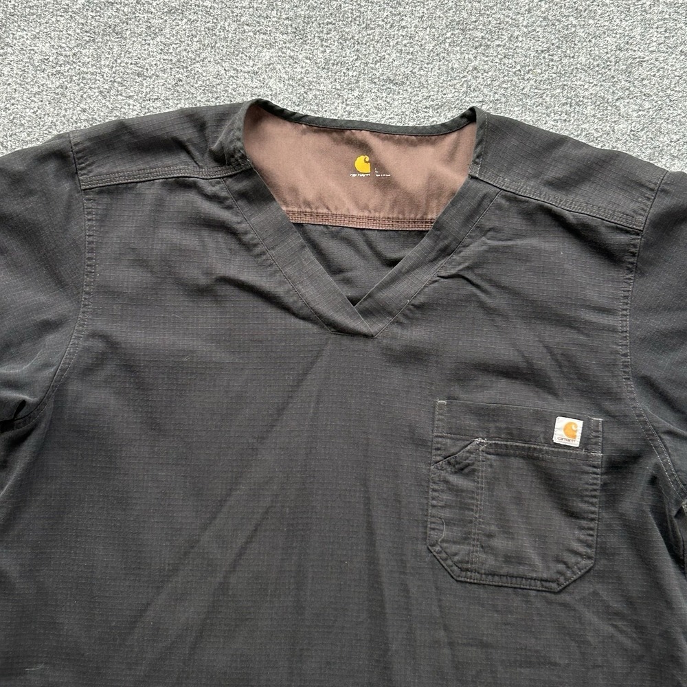 Carhartt Scrub Top Men Large Black Ripstop Bi Swing Work Wear Jumper Shirt